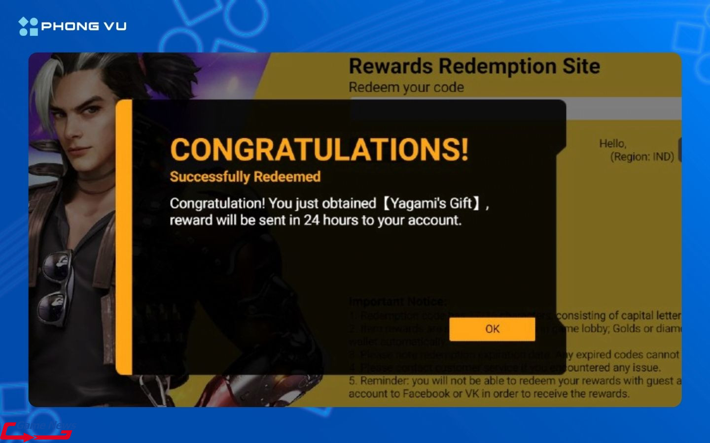 Tổng hợp Code Free Fire 11/2025 cập nhật mới nhất. Hướng dẫn nhập 4 Nếu mã hợp lệ sẽ nhận được thông báo thành công ngay trên trang