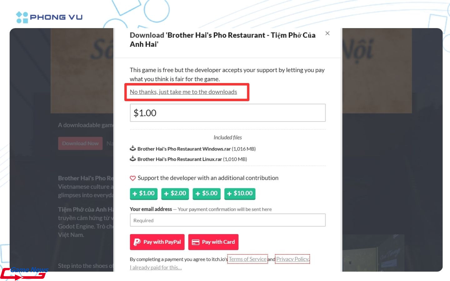 Nhấn vào No thanks, just take me to the downloads