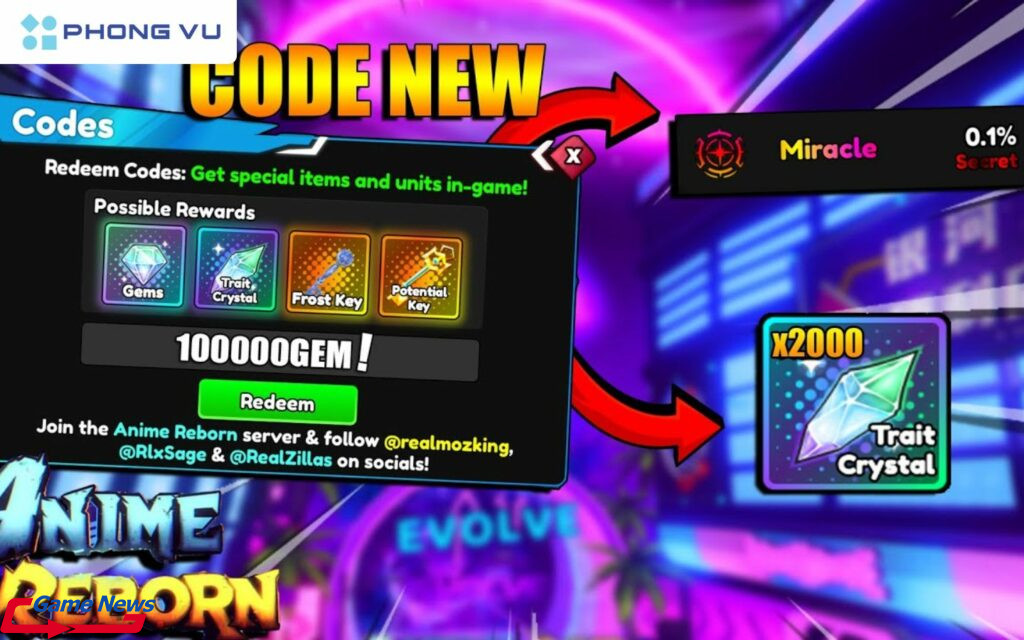 Giải đáp một số thắc mắc khi nhập code Anime Reborn