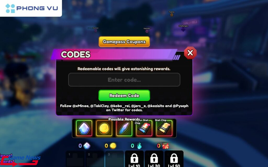 Lưu ý khi nhập code Anime Vanguards