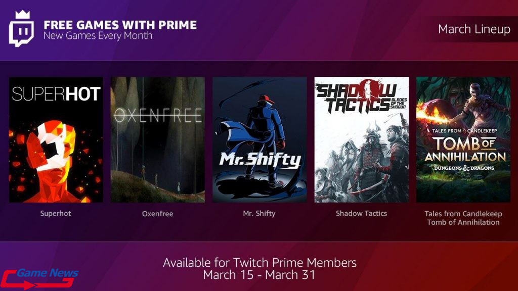 game miễn phí cho những người đăng ký dịch vụ Twitch Prime