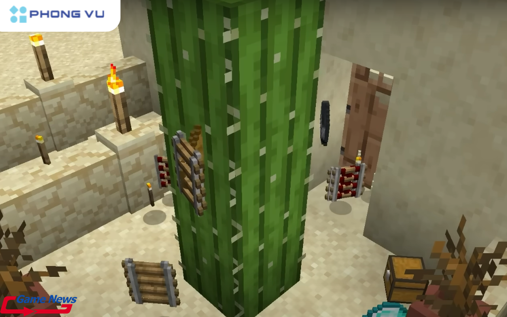 Bạn sẽ spawn cạnh một chiếc xe mỏ và có thể thu thập kim cương ngay lập tức