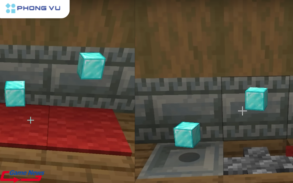 Khi nhìn vào một lớp thảm, bạn sẽ thấy có vật phẩm ở vị trí khác nhau