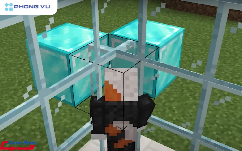 Bức tường kính trong Minecraft Bedrock có một tính năng kỳ lạ, cho phép bạn xây block phía sau