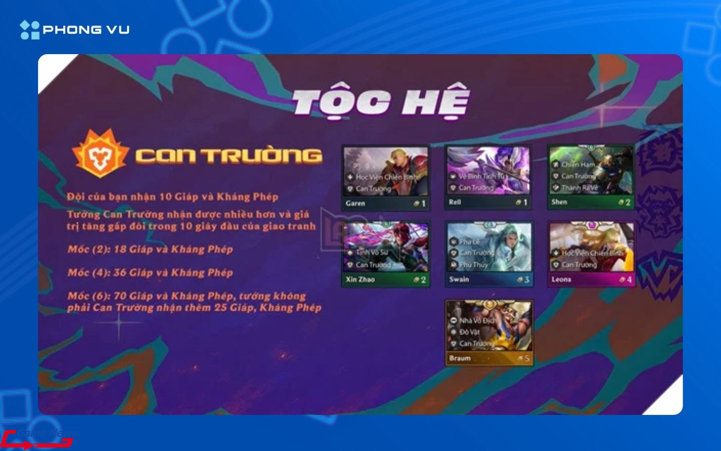 Những chiến binh Can Trường sở hữu giáp và kháng phép tăng dần theo thời gian