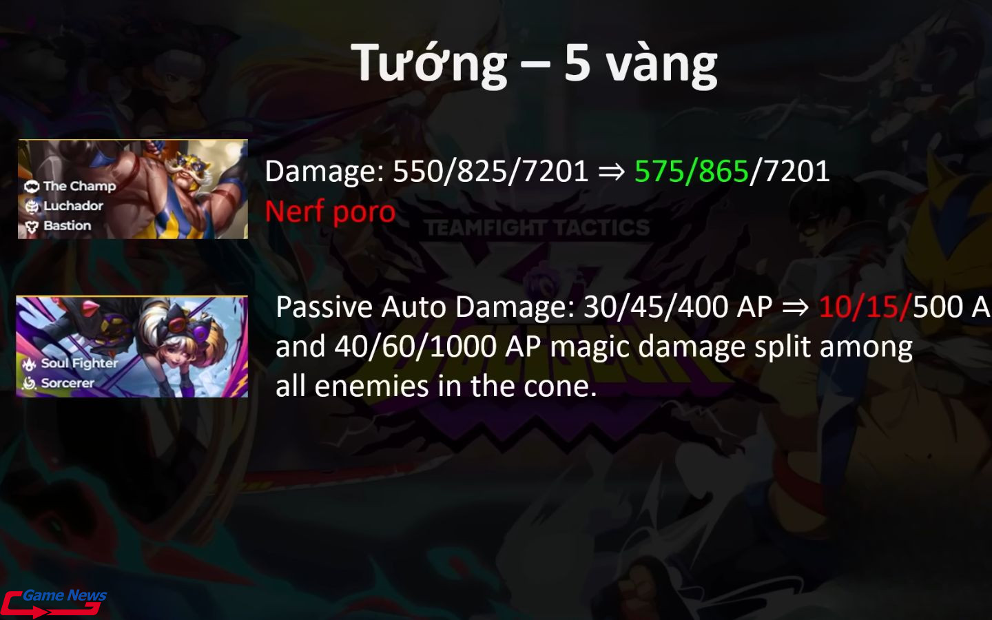 Cập nhật thay đổi của các vị tướng 5 vàng trong DTCL 15.2