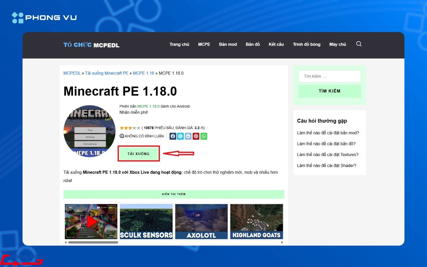 Chọn Tải xuống để tải game về máy