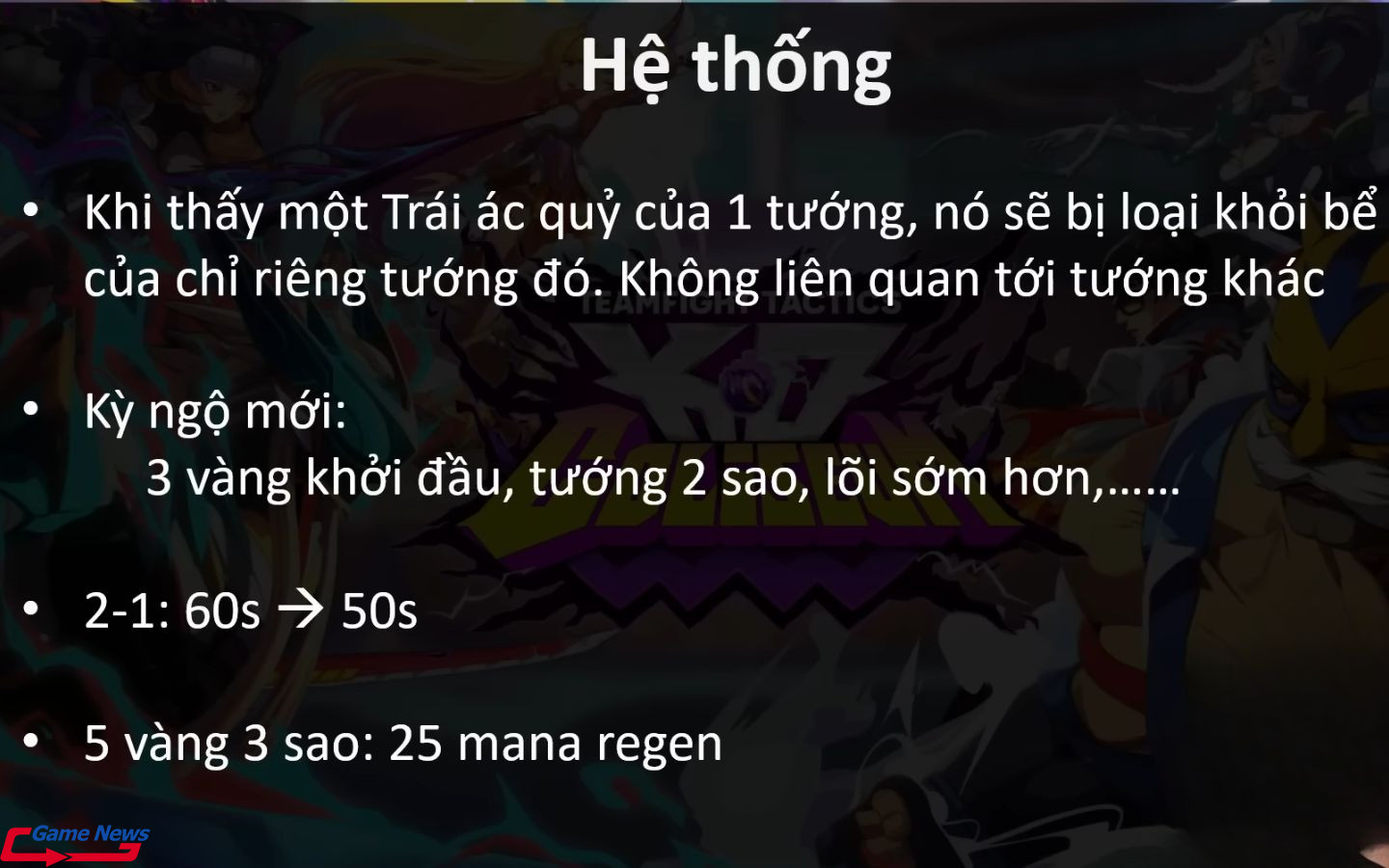 Những thay đổi về hệ thống trong DTCL 15.2